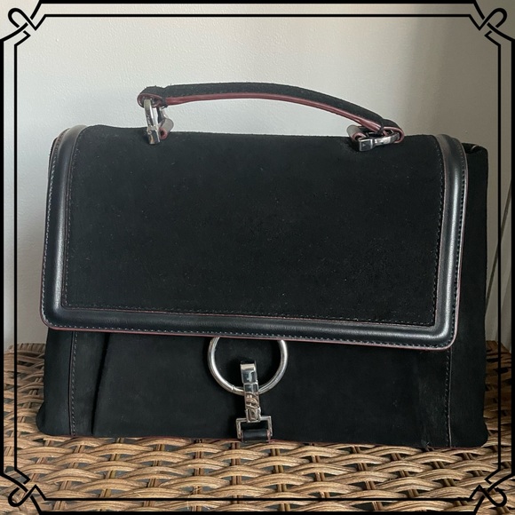 Vintage Circa 2003 Zara Vegan Suede Satchel w Shoulder Strap - Picture 1 of 7